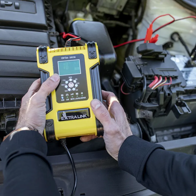 Extralink Shango Smart Battery Charger | Usměrňovač | 100 - 240VAC, 12V 12A, 24V 6A