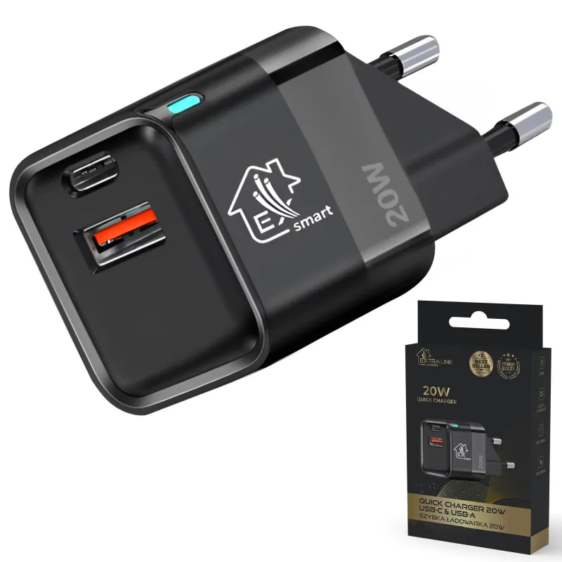 Extralink Smart Life Charger 20W | Charger | USB-C, USB-A