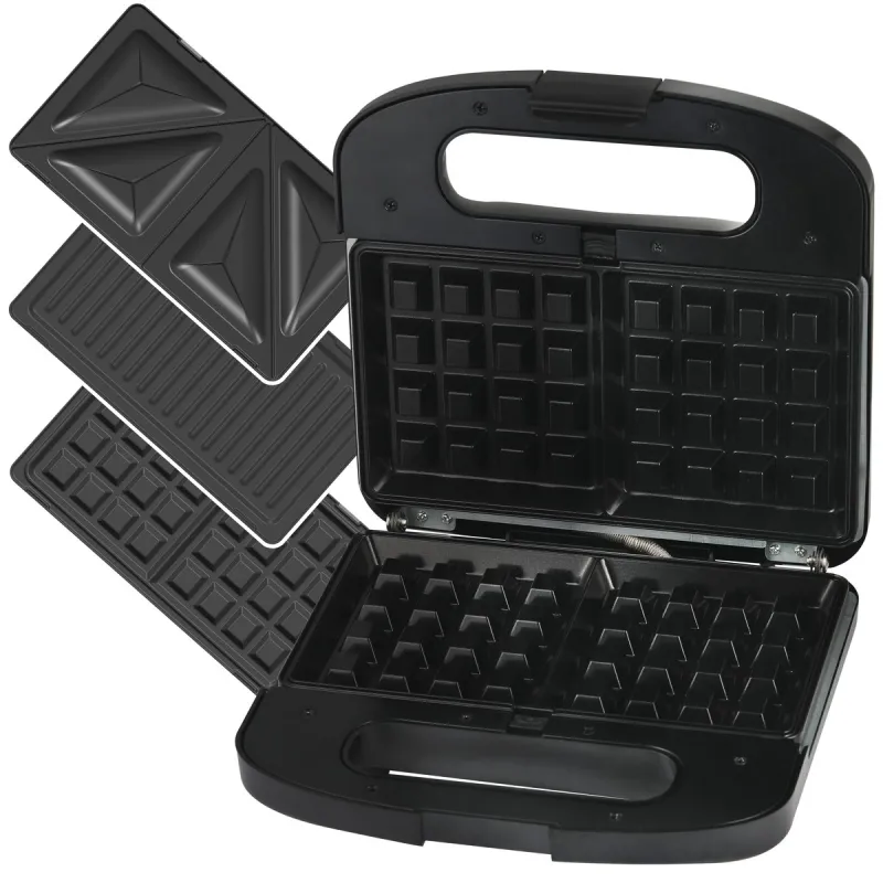 Extralink Smart Life Grill Sandwich & Waffle Maker SJ-37A, 1000W, Torradeira com 3 Placas Intercambiáveis