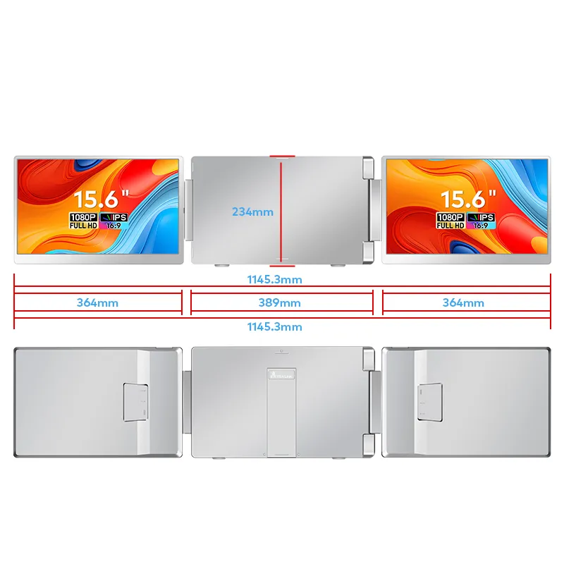 Портативные мониторы для ноутбука Extralink Smart Life S10 15.6", 2 монитора, IPS, 1920x1080