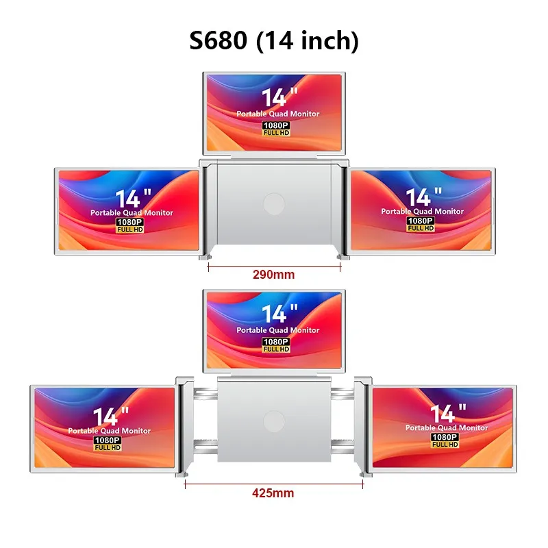 Portable Laptop Monitors Extralink Smart Life S680 14", 3 Monitors, IPS, 1080p Full HD