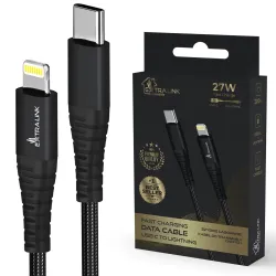 Extralink Smart Life USB Type-C auf Lightning Kabel geflochten schwarz, 27W, 200cm