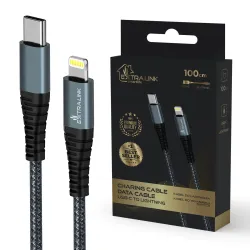 USB-C'den Lightning Kablosu Extralink Smart Life Siyah, 100cm