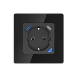 Extralink Smart Life Wall Socket Set Pro | Chytrá zásuvka + sada rámů | Barva Černá, 230V, 1x USB A, 1x USB C, WiFi, Tuya