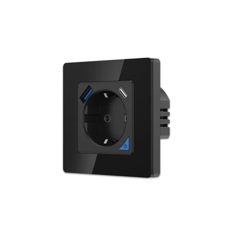 Extralink Smart Life Wall Socket Set Pro | Conjunto de enchufe inteligente + marco | Color Negro, 230 V, 1x USB A, 1x USB C, WiF