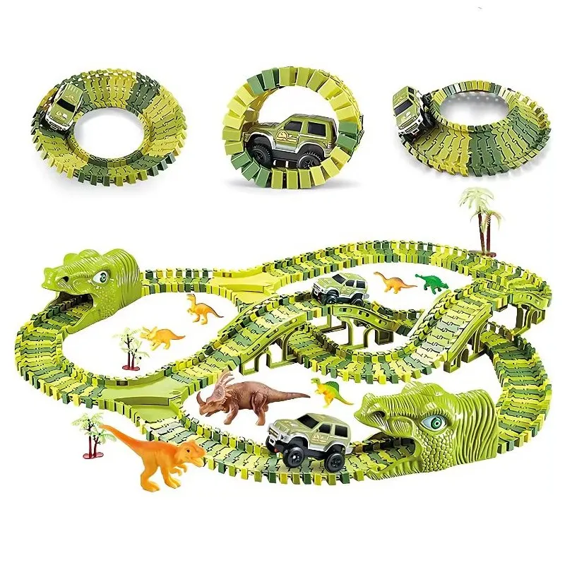 Extralink Toys | Duży tor wyścigowy, dino park | samochodowy, dinozaur, park dinozaurów, XXL, 240 el
