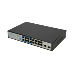 Extralink VIRTUS VER.2 | PoE Switch | 16x 100Mb/s PoE/PoE+, 1x Gigabit Combo (SFP/RJ45), 150W