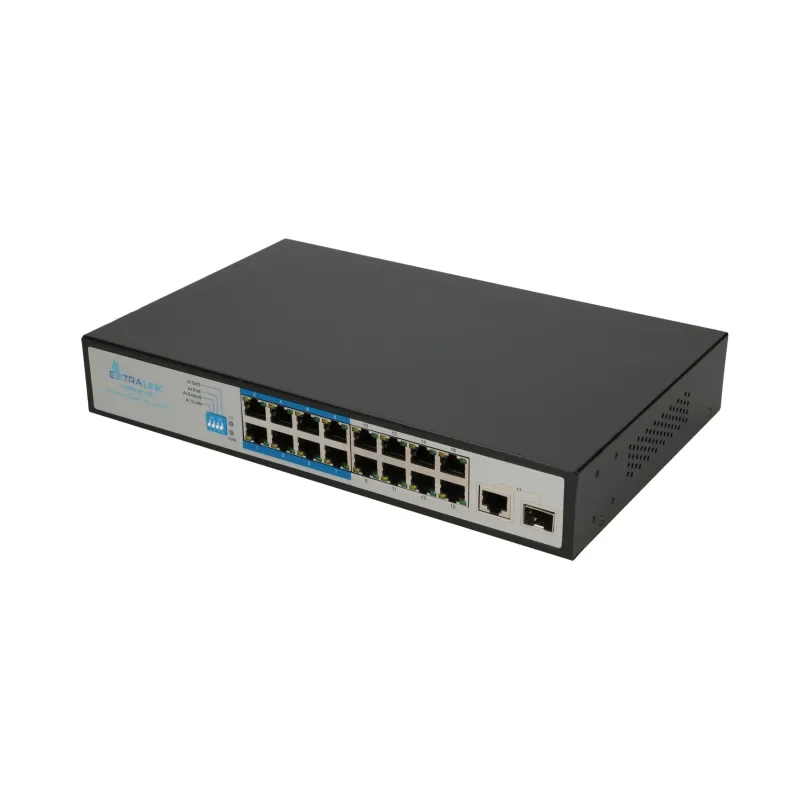 Extralink VIRTUS VER.2 | PoE Switch | 16x 100Mb/s PoE/PoE+, 1x Gigabit Combo (SFP/RJ45), 150W