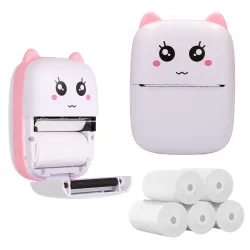 Extralink Set | EPP-001 Pink thermal printer + Plain thermal paper 5 rolls |
