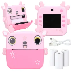 Pembe Termal Yazıcı EPP-005 + Extralink Termal Kağıt 3 Rulo Set, Geyik