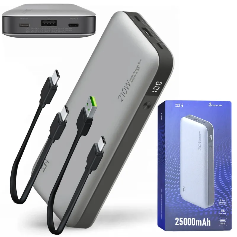 Powerbank Extralink ZMI Powerpack 25000, Power bank QB826G, 25000 mAh, 210W