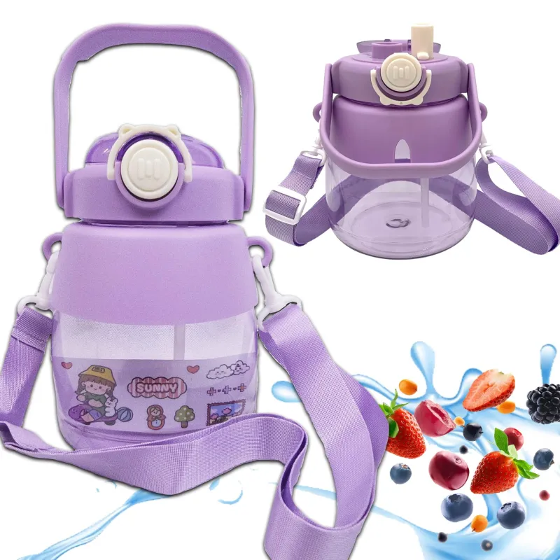 Extralink Okul ve Kreş Su Şişesi, Pipetli ve Askılı Çocuklar için 1L