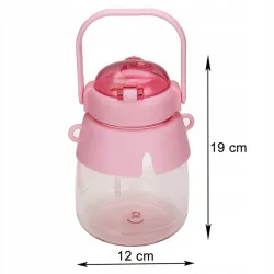 Extralink | Wasserflasche für Schule, Kindergarten | Wasserflasche, mit Strohhalm, Umhängeband, 1L, rosa