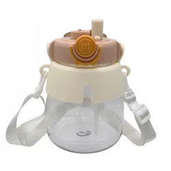 Extralink | Botella de agua para la escuela, guardería | botella de agua, con pajita, cordón, 1L, marrón