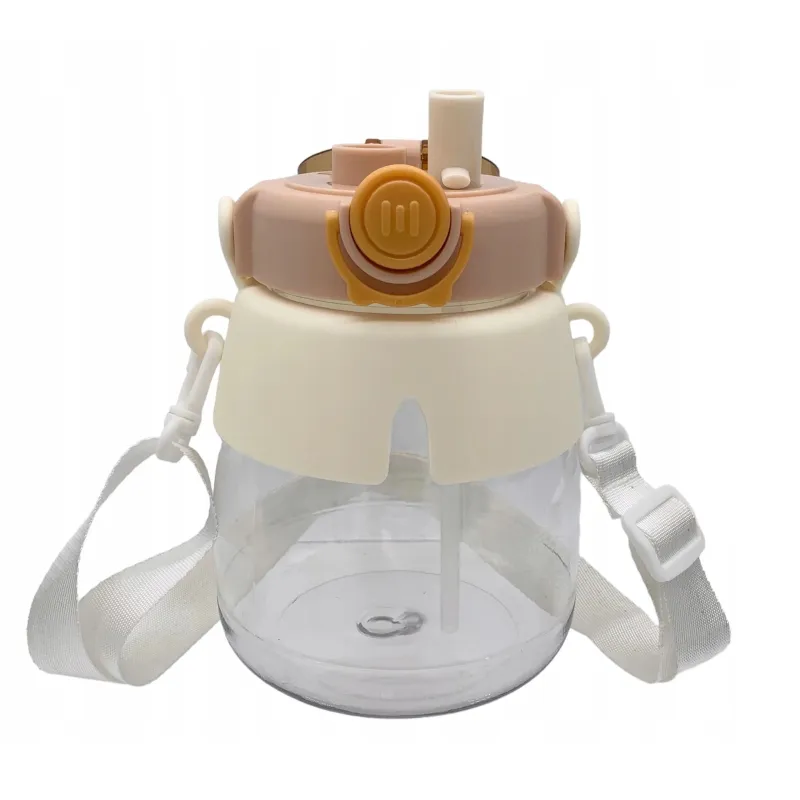 Extralink | Wasserflasche für Schule, Kindergarten | Wasserflasche, mit Strohhalm, Trageband, 1L, braun