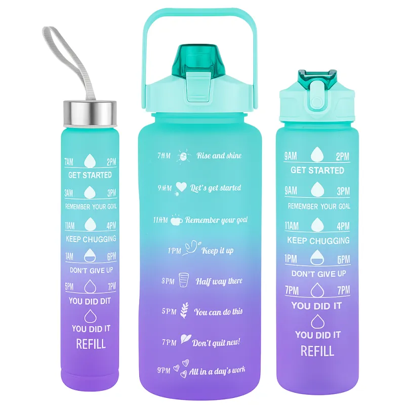 Extralink | 3in1 Motivational Bottle | Blue-purple set 2000ml+900ml+300ml