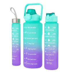 Extralink | 3in1 Motivational Bottle | Blue-purple set 2000ml+900ml+300ml