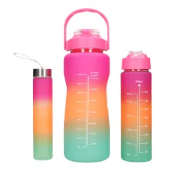 EXTRALINK BIDON MOTYWACYJNY 3W1 ZESTAW RÓŻOWY-POMARAŃCZOWY 2000ML+900ML+300ML