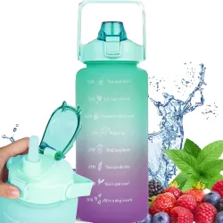 Мотивационная бутылка Extralink, бутылка для воды, 2000 мл, зеленая-фиолетовая, BUT-190