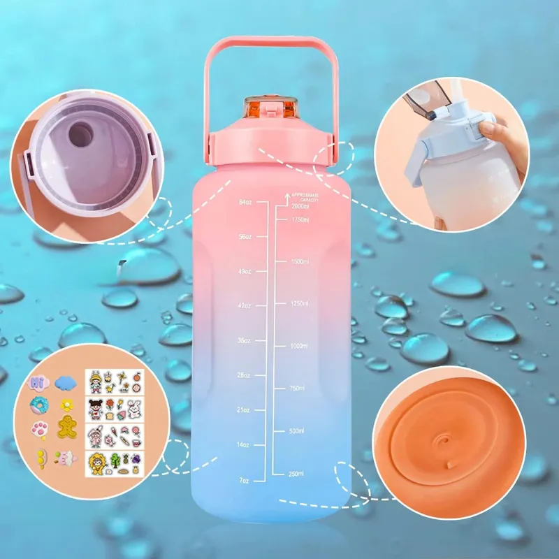 Extralink | Motivační láhev | láhev na vodu, 2000 ml, zelená a fialová, BUT-190