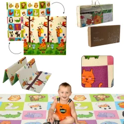 Extralink Double-Sided Educational Play Mat, 180x200x1 cm Foldable Animals + Bag
