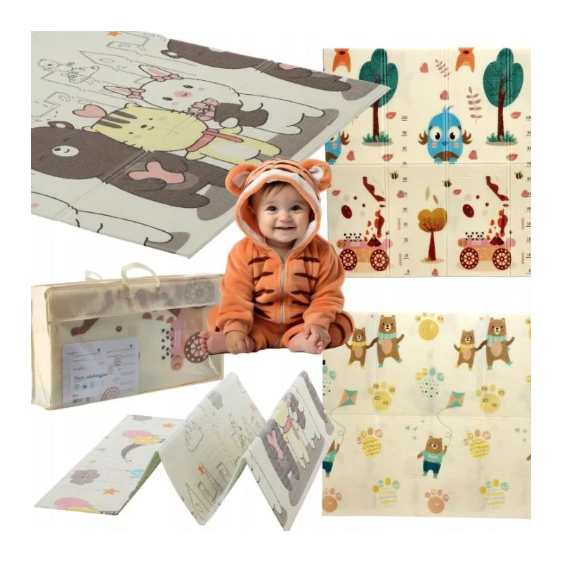 Wendbare Lernspielmatte Extralink, 150x200x1 cm faltbar Tiere-Bären + Tasche