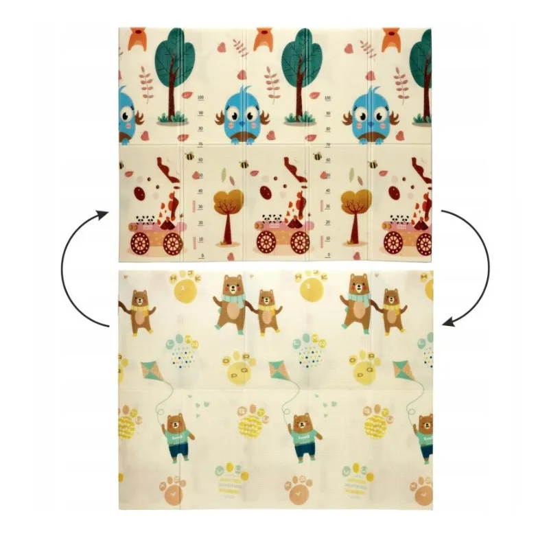 Alfombra educativa reversible Extralink, 150x200x1 cm plegable animales-osos + bolsa