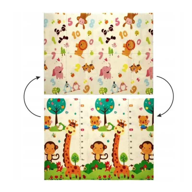 Alfombra educativa reversible Extralink, 150x200 cm, plegable, animales-números + bolsa