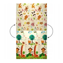 Çift Taraflı Eğitim Matı Extralink, 180x200x1 cm Katlanabilir Hayvanlar-Sayılar + Çanta