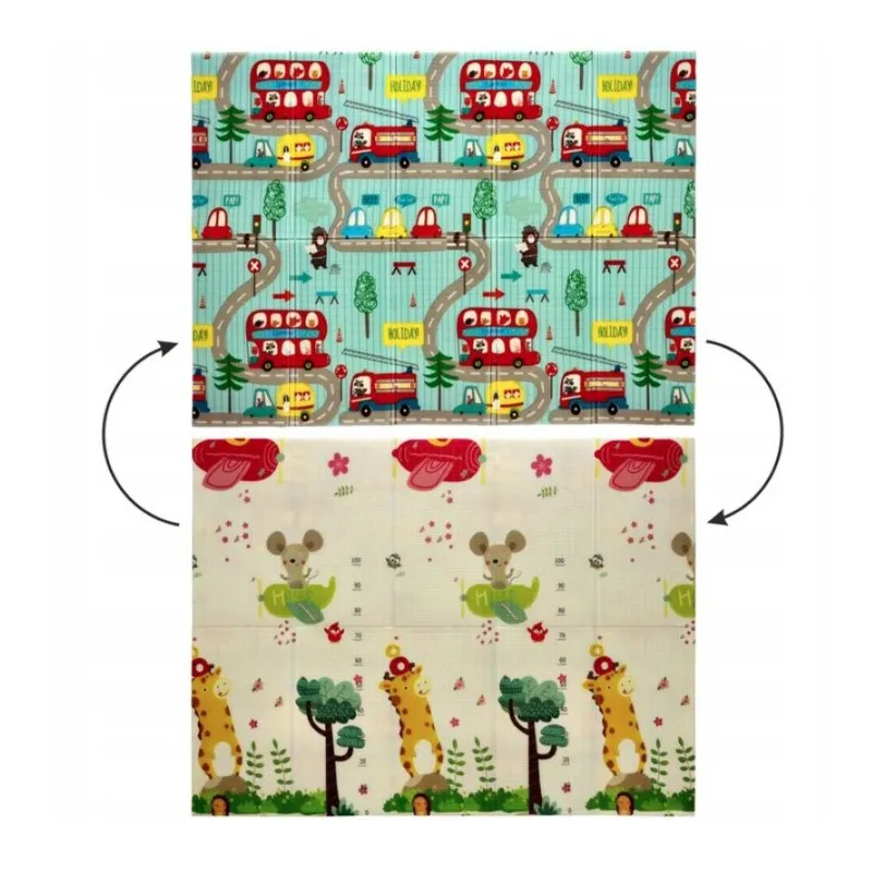 Extralink İki Taraflı Eğitici Oyun Matı, 150x200x1 cm Katlanabilir Araba-Uçak + Çanta