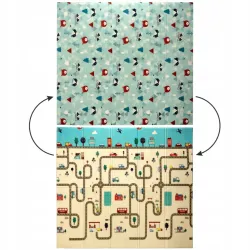 Extralink Wendbare Spielmatte, 180x200x1 cm Faltbar Blau-Autos + Tasche