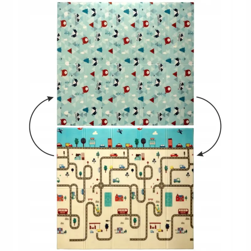 Extralink Wendbare Spielmatte, 180x200x1 cm Faltbar Blau-Autos + Tasche