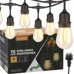 Cordão de Luzes de Jardim 230 V Extralink, comprimento de 3 + 7 m, 10 LEDs Brancos Quentes com Ganchos