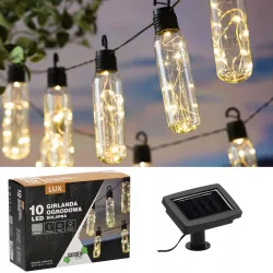 Guirnalda Solar de Jardín Extralink, 2 + 1,8 m de Longitud, Lux 10 LED Blanco Cálido