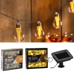 Extralink Solar Garden String Lights, 2 + 1.8 m Length, 10 Warm White LED Bulbs