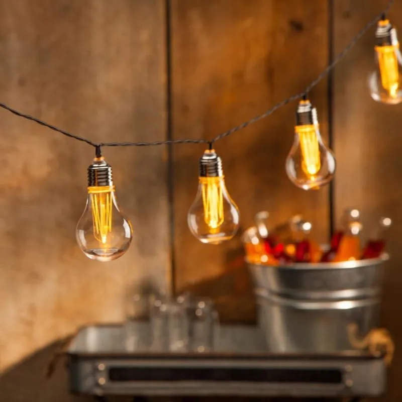 EXTRALINK GIRLANDA SOLARNA OGRODOWA DŁ. 2 + 1,8 M HEMMA 10 LED CIEPŁY BIAŁY DUŻA ŻARÓWKA - 3606