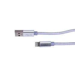 iPhone'lar için Extralink Lightning Kablo, maksimum 2A akım, güçlendirilmiş örgü, 1m uzunluğunda, gümüş
