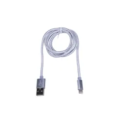 Extralink | Cable lightning | para IPHONE, max. 2A, malla de algodón de arroz, 1m, plata