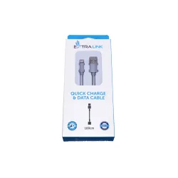 Extralink | Cabo de relâmpago | para smartphones IPHONE, corrente máx. 2A, reforço trançado, comprimento 1m, prata