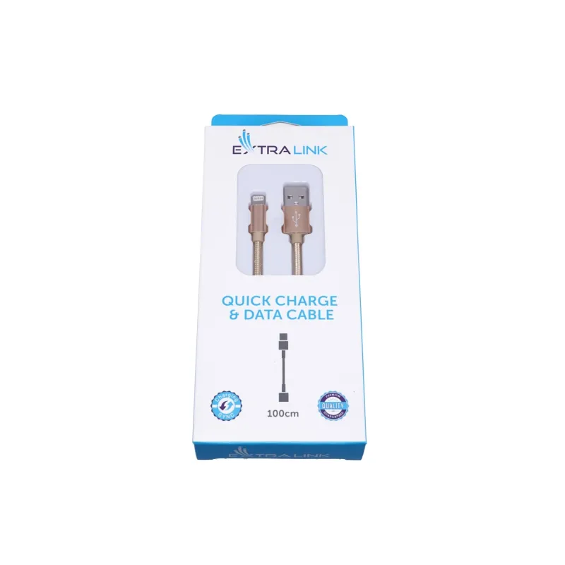 Extralink | Cabo de relâmpago | para smartphones IPHONE, corrente máx. 2A, reforço trançado, comprimento 1m, ouro