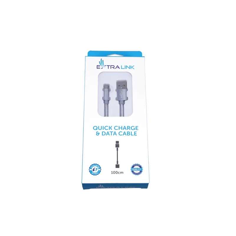 Extralink | MicroUSB-Kabel | für ANDROID-Smartphones, max. Stromstärke 2A, 1m, silber