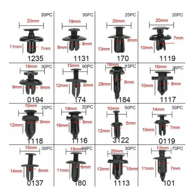EXTRALINK KLIPSY SAMOCHODOWE MONTAŻOWE SPINKI DO TAPICERKI 625 SZTUK + ŁOPATKI