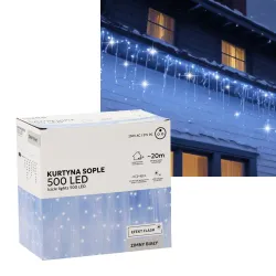 Cortina de Icicle Extralink, 500L Branco Frio + Flash Frio, Comprimento 3 + 20 m