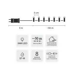 Extralink LED-Lampen, 1000L Kaltes Weiß, Länge 3 + 50 m Innen/Außen