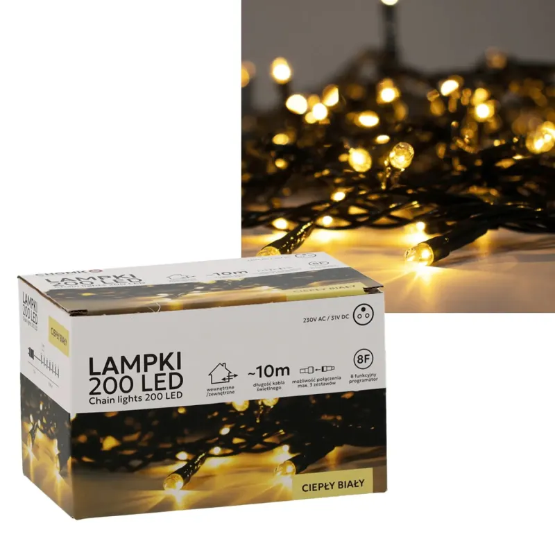 Extralink LED-Lampen, 200L Warmweiß, 3 + 10 m Innen/Außen