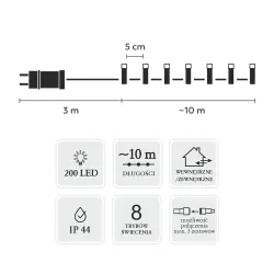 Extralink LED-Lampen, 200L Warmweiß, 3 + 10 m Innen/Außen