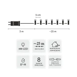 Extralink LED Lichter, 500L Warmweiß, Länge 3 + 25 m Innen/Außen