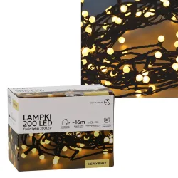 EXTRALINK LAMPKI LED KULKI 200L CIEPŁY BIAŁY, DŁ. 3 + 16 M *0146