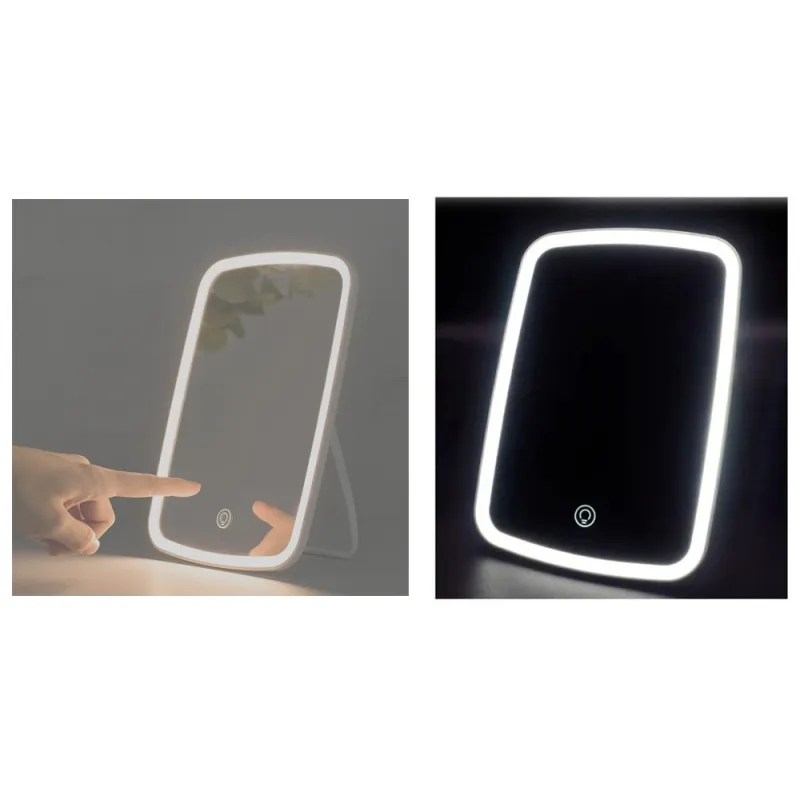 Extralink | Lusterko do makijażu | białe podświetlane z podstawką