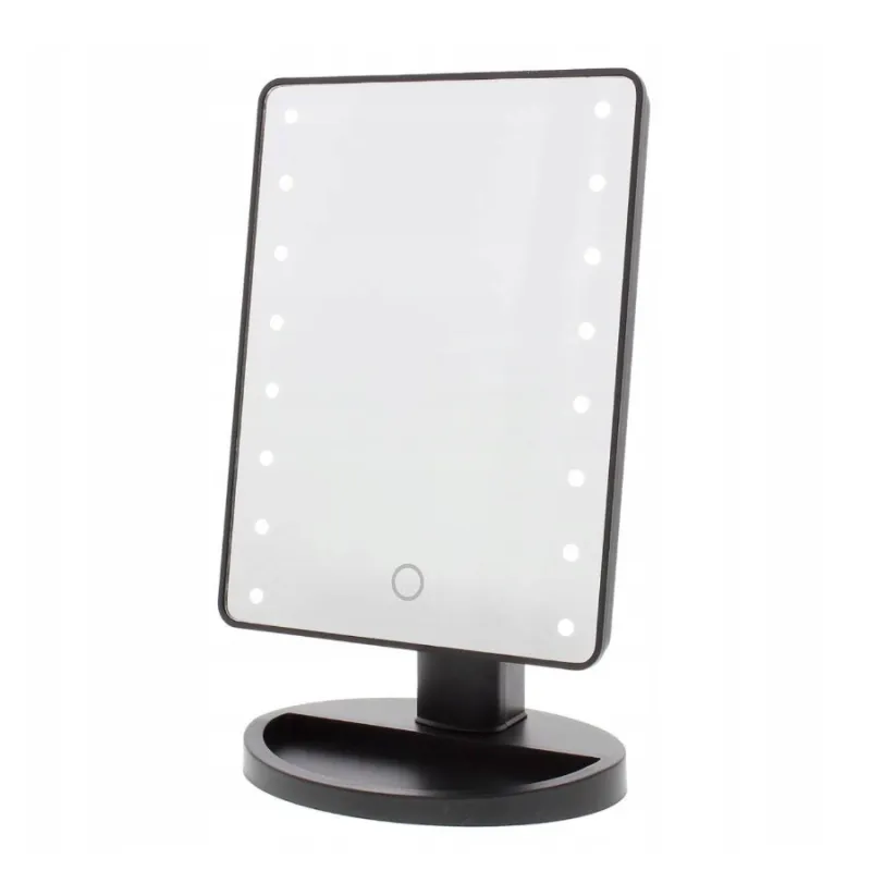 Espejo de Maquillaje Extralink, Negro Iluminado con Base